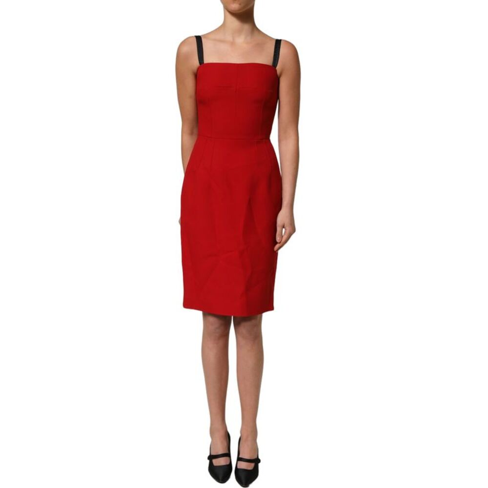 Dolce & Gabbana Red Stretch Bodycon Sheath Knee Length Women's Dress